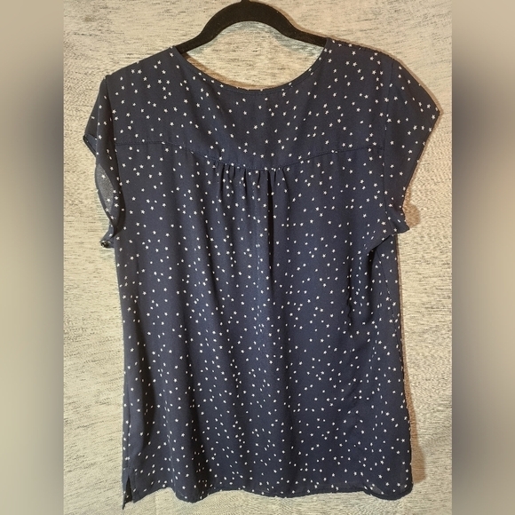 Croft & Barrow Sheer Star Top Blue Medium - Picture 2 of 6